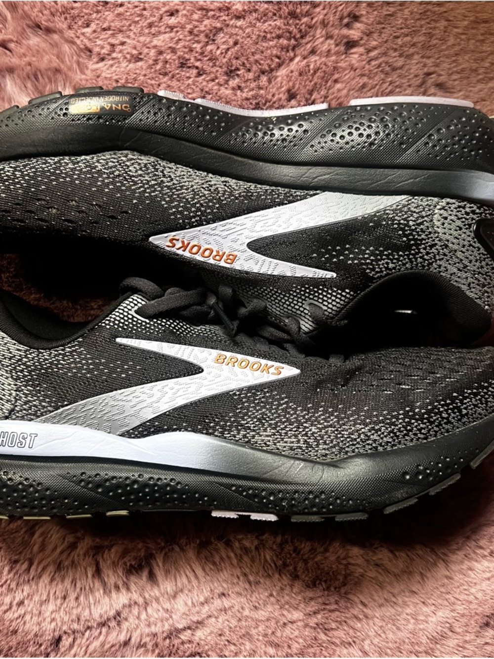 Brooks Ghost Women's Running Shoes - Black with Light Gray and Orange Accent